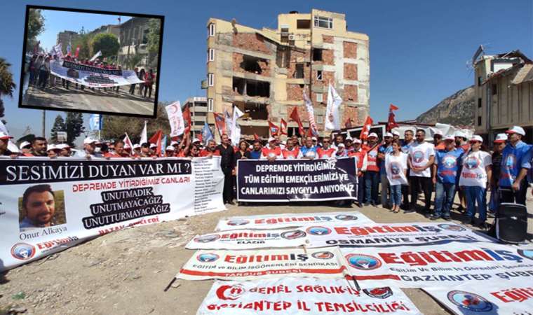 Eğitim İş deprem raporunu yürüyüşle duyurdu: 7.5 ay geçti yetkililer gerekli adımları atmıyor Eğitim İş deprem raporunu yürüyüşle duyurdu: 7.5 ay geçti yetkililer gerekli adımları atmıyor