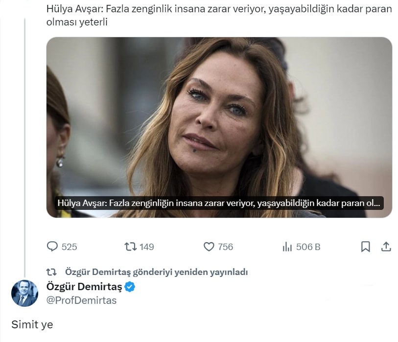 Hulya Avsarin Zenginlik Dertleri ve Ozgur Demirtasin Simit Yorumu