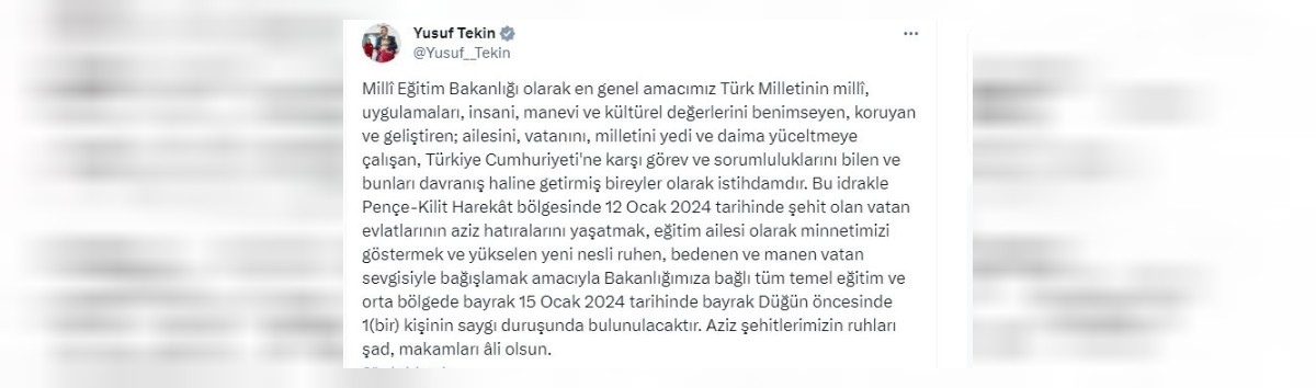 Okullarda 1 Dakika Saygı Duruşu Pazartesi Sabahı! şehit
