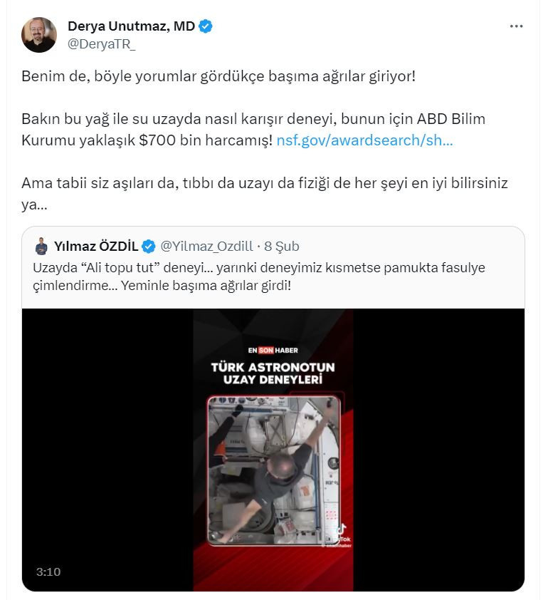 Yılmaz Özdil'e Bilim ve Akademi Dünyasından Tepki: Gezeravcı'nın Deneyleri Hedef Alındı! Yılmaz Özdil Gezeravcı'nın deneylerini hedef aldı! Bilim ve Akademi dünyasından tepki gecikmedi - Resim : 2