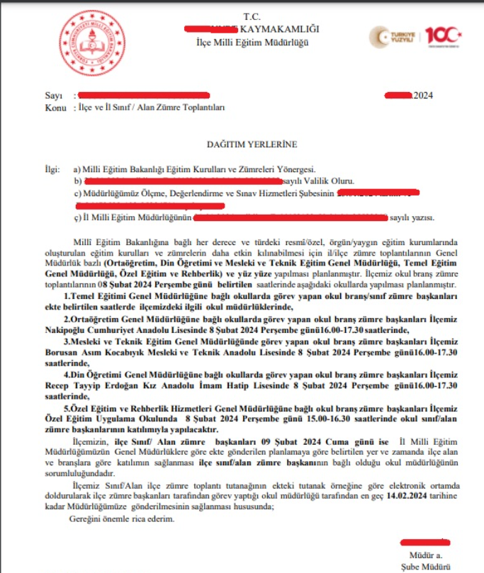 Ogretmenlere Ilgili MEB Yazisi Yeniden Degerlendirme Sureci Hakkinda Bilgilendirme