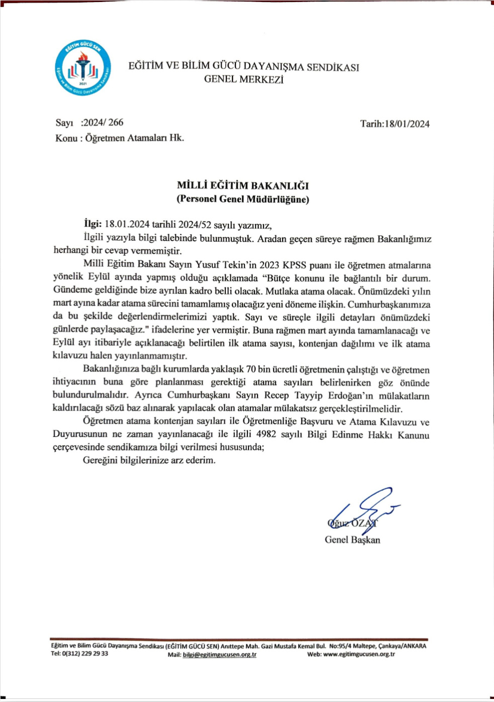 MebDen Ogretmen Atama Takvimi Ve Mulakatin Kaldirilmasi Talebi