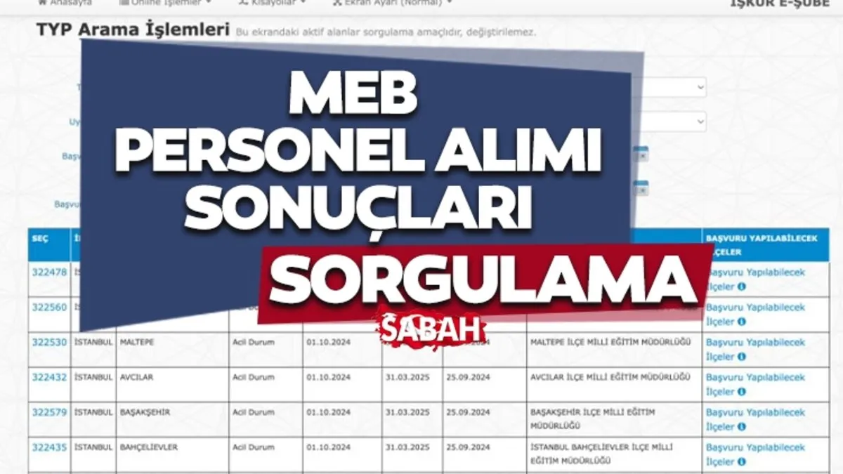 MEB Personel Alimi Sonuclari Isim Listesi Sorgulama 30 Bin