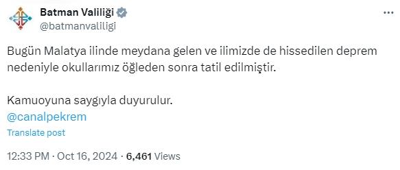 Batman'da Okullar Tatil Mi? 16-17 Ekim Okul Var Mı, Okullar Ne Zaman Açılacak? Batman'da Okullar Tatil Mi?