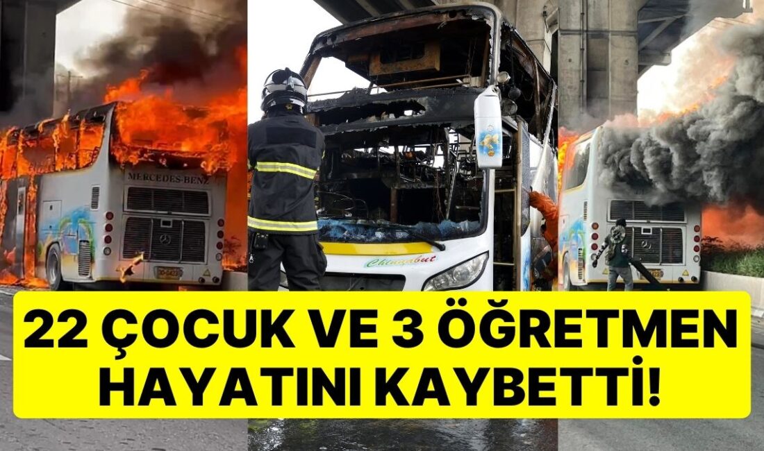 Anaokulu Öğrencilerini Taşıyan Okul Otobüsünde Yangın Çıktı: 22 Çocuk ve