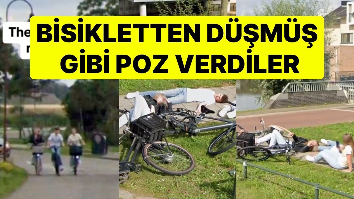 H1: Gençler Google Maps aracını gördükten sonra yerde uzanarak poz