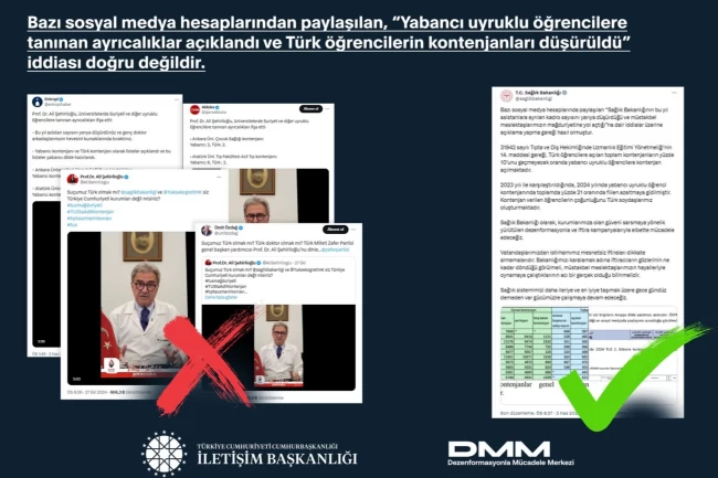Yabancı uyruklu öğrenci ve kadro iddialarına ilişkin çifte yalanlama yayınlandı.