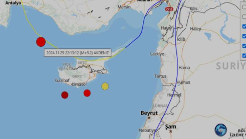 DAÜ Deprem Araştırma ve Uygulama Merkezi’nden Kıbrıs Adası Deprem Analizi