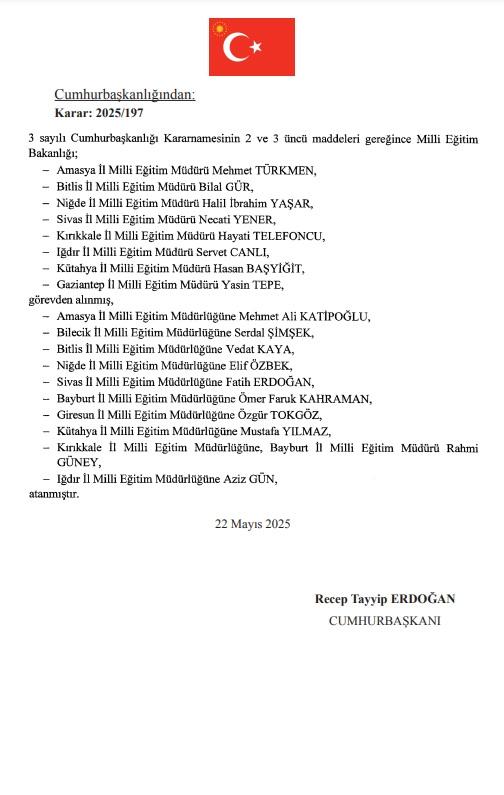 Yeni atama kararları
