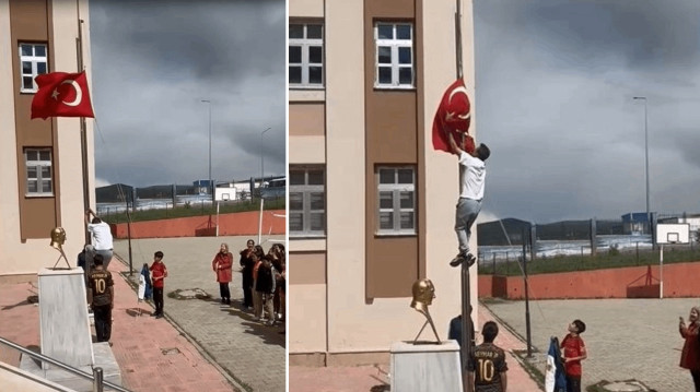 Ardahan’da Öğretmenden Cesur ve İlham Verici Davranış: Direğe Dolanan Bayrağı