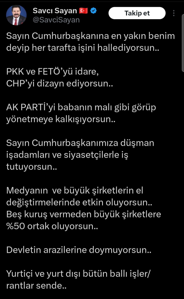 Siyasette deprem etkisi yaratan iddialar! Savcı Sayan'ın işaret ettiği AK Partili isim kim?