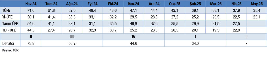 Mayıs 2025 Enflasyon Oranları Tablosu
