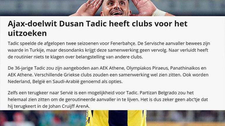 Tadic’in Beklenmedik Kararı: Fenerbahçe’nin Ayrılış Sözleri! Dusan Tadic transfer süreci