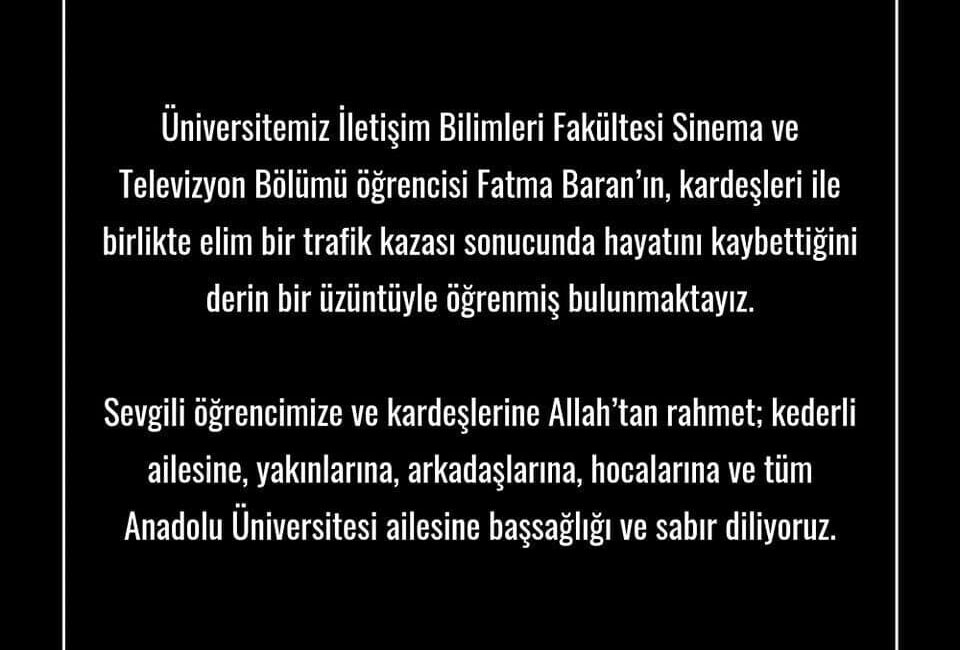 Yusuf Adıgüzel’den Taziye Mesajı: Kaza Sonucu Hayatını Kaybeden Öğrenci Fatma