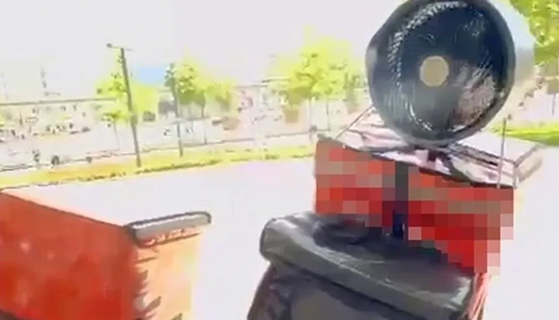 Flaş Gelişme: Bursa’da Kurye, Sıcağa Direnek Vantilatörlü Motosikletle Dikkat Çekti