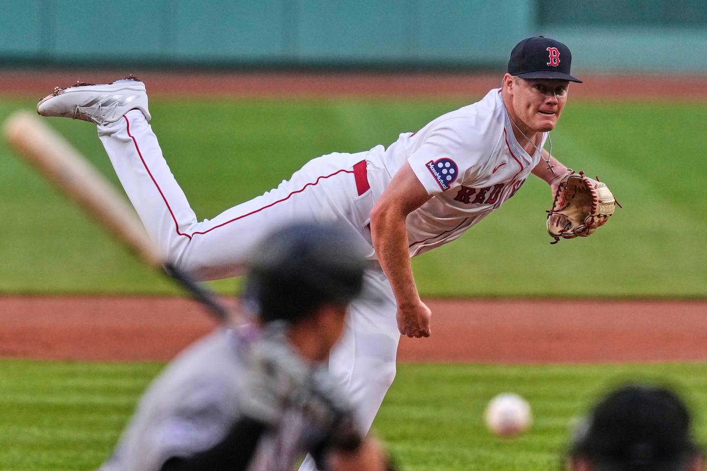 Twelve outings into his career, and in his eighth start this season, Richard Fitts picked up his first win for the Red Sox.