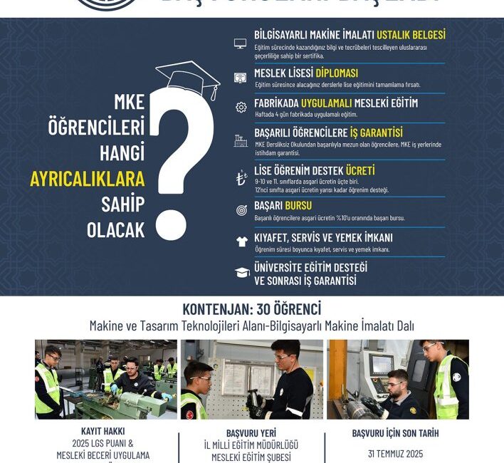 MKE’nin Liselere Giriş Sınavı (LGS) 2025 Projesi: Dersliksiz Okul Modeli