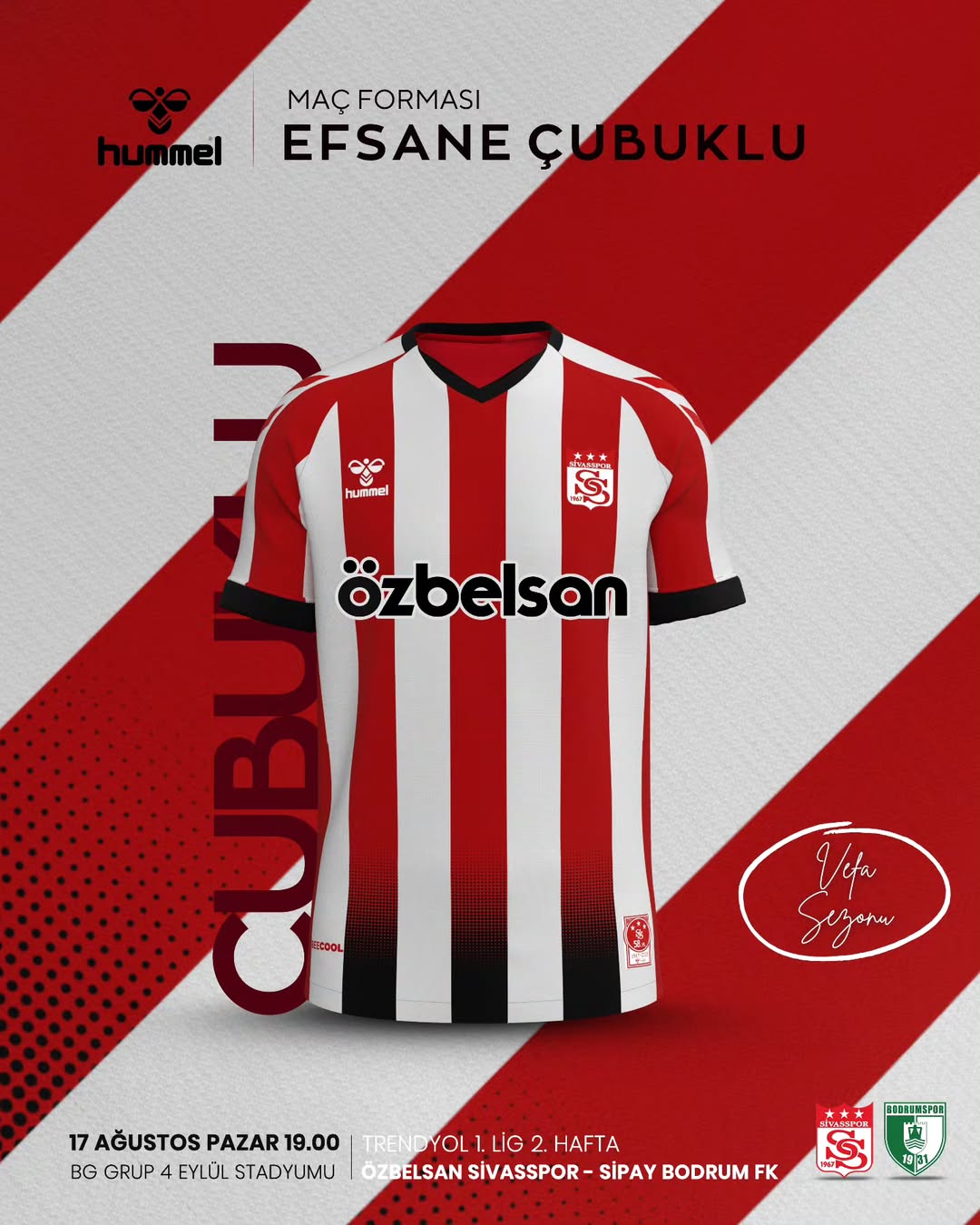 Sivasspor, Bodrumspor Maçında Çubuklu Formayla Sahaya Çıkacak