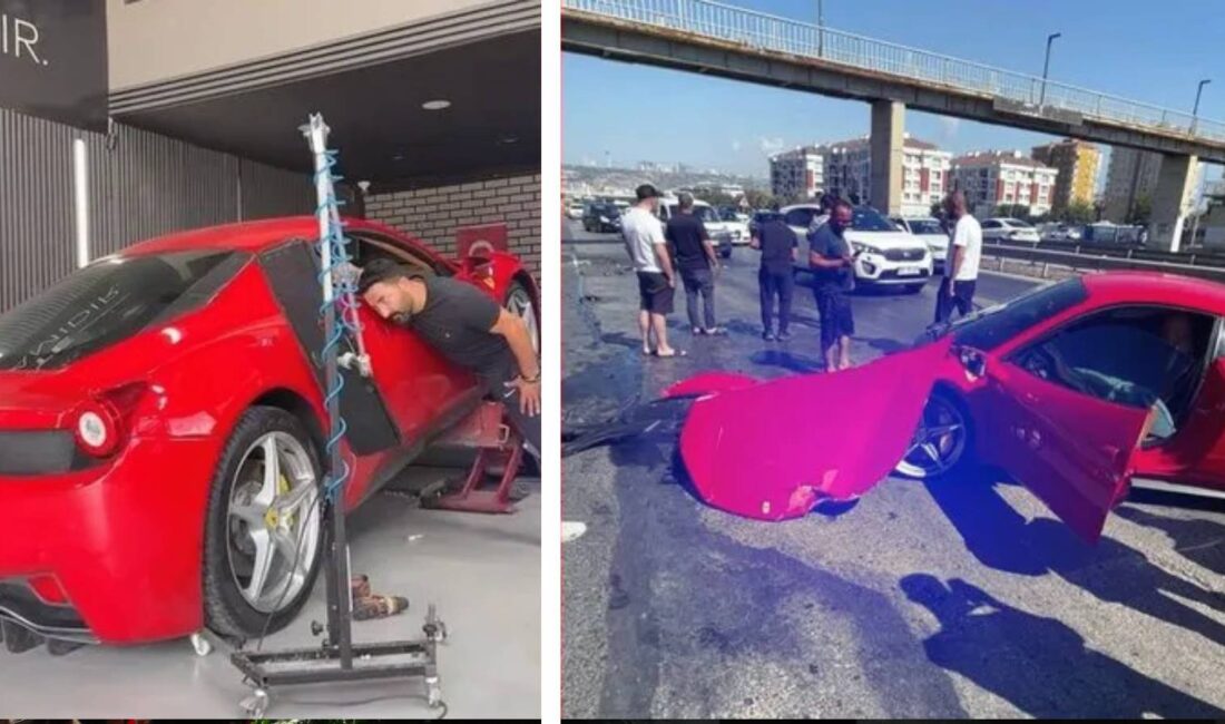 Flaş Gelişme: İstanbul’da Ferrari Kazası Sosyal Medyada Gündem Oldu Kontrolden