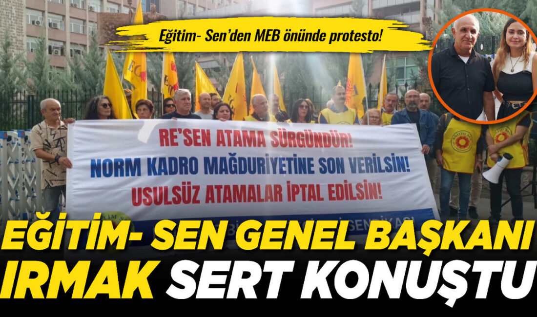 Eğitim-Sen, MEB Önünde Öğretmenlerin Mağduriyetlerini Kamuoyuna Duyurdu Eğitim- Sen Üyeleri
