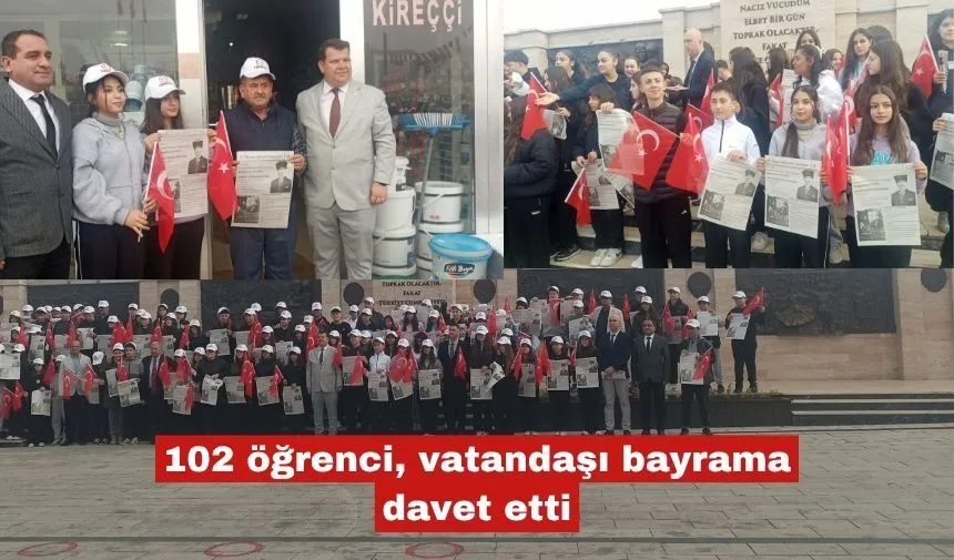 102 Öğrenci, Cumhuriyet Bayramı İçin Anlamlı Davet Gönderdi! Cumhuriyetin Kuruluşunun 102. Yıldönümü Keşan’da Coşkuyla Kutlandı Öğrenciler Bayrak ve