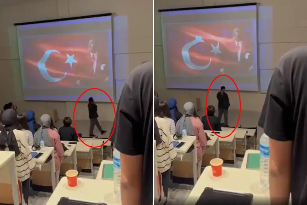 Sınav Öncesi Saygı Duruşunda Telefonla Konuşan Öğrenci Gözaltına Alındı Sinav Oncesi Saygi Durusunda Telefonla Konusan Ogrenci Gozaltina Alindi