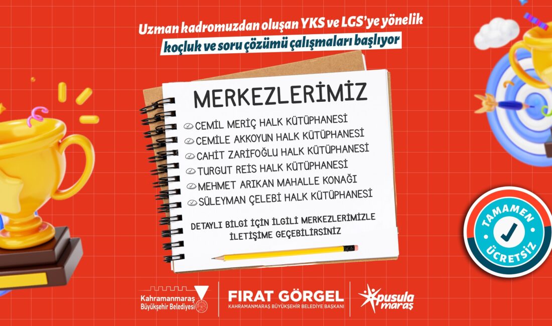 Pusula Maraş’tan Öğrencilere Yönelik Ücretsiz Destek Programı YKS ve LGS