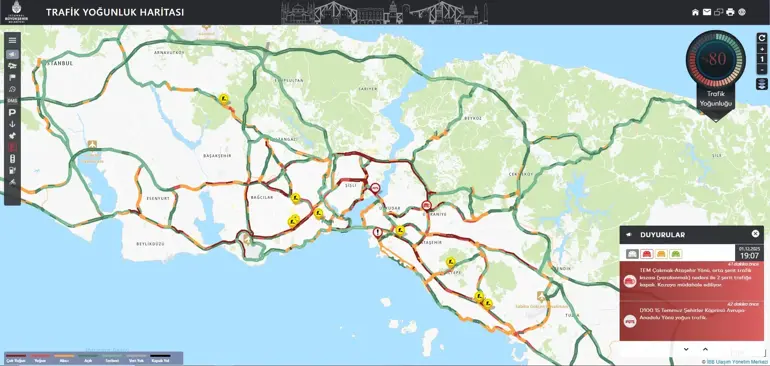 İstanbul'da derbi öncesi trafik yoğunluğu